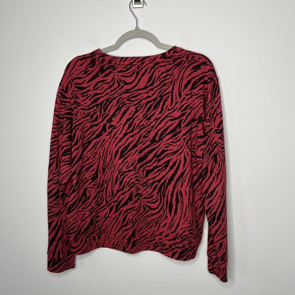 Sundry Sweater Womens Small Red Tiger Print Pullover Crewneck USA Sweatshirt - Picture 2 of 8